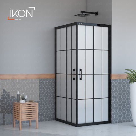 Enzo Kare | Mat Siyah Karolaj Tam Buzlu Duş Kabini H:190