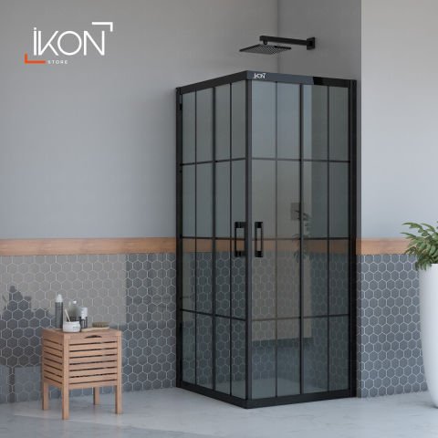 Enzo Kare | Mat Siyah Füme Karolaj Duş Kabini H:190