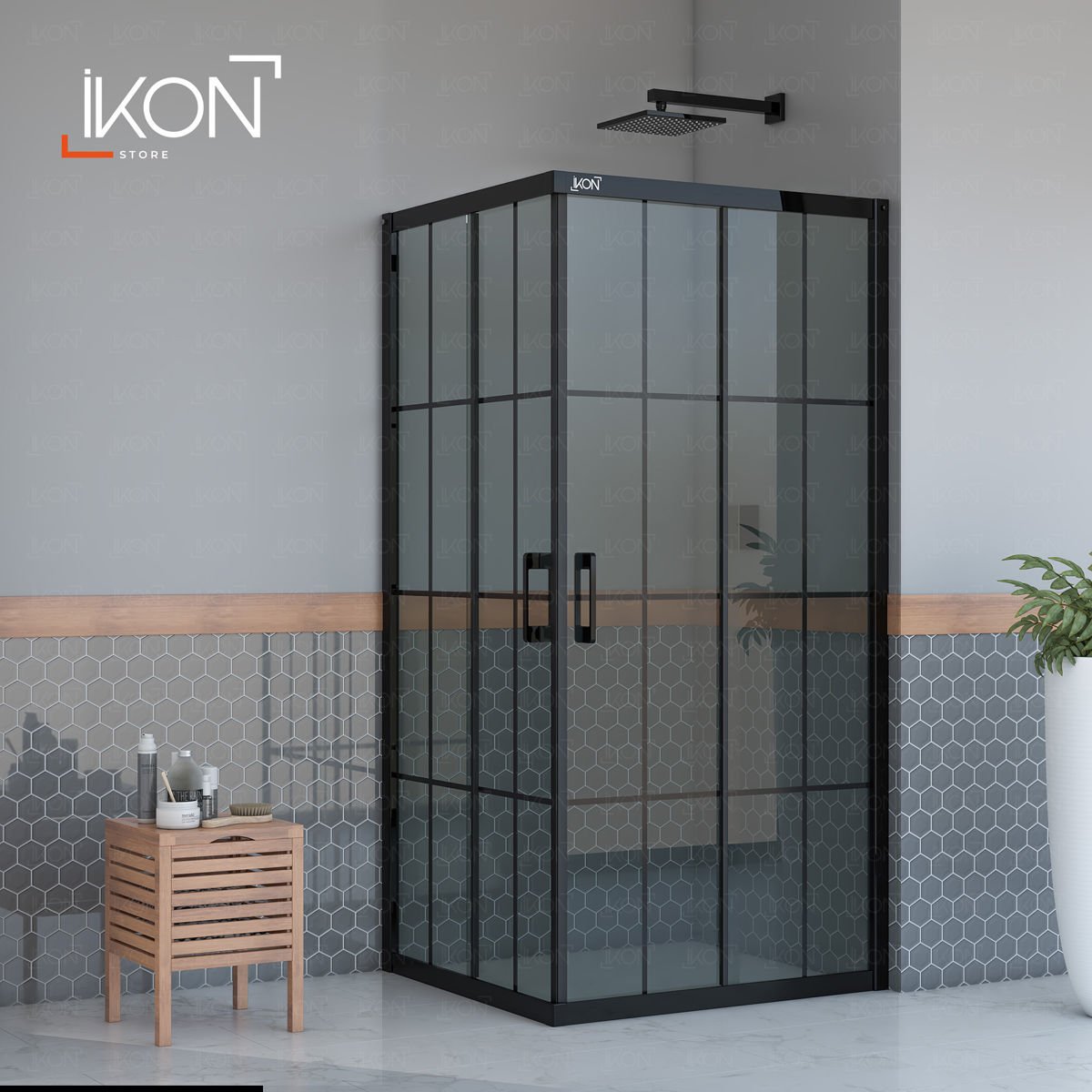 Enzo Dikdörtgen | Mat Siyah Füme Karolaj Duş Kabini H:190