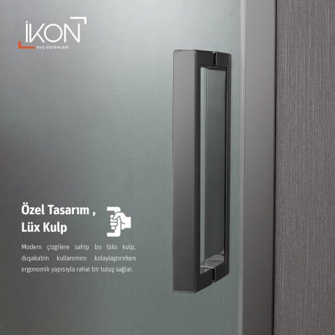 Enzo Oval | Mat Siyah Buzlu 01 Duş Kabini H:190