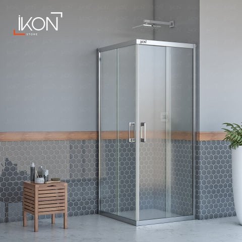 Enzo Kare | Krom Şeffaf Duş Kabini H:190