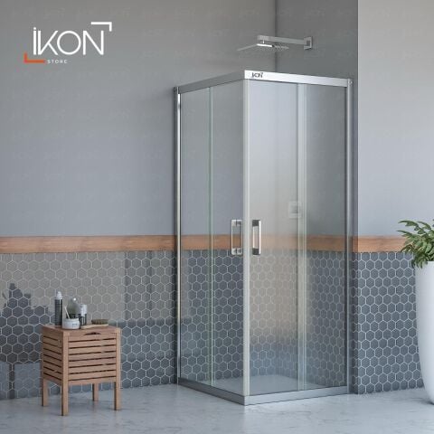 Enzo Kare | Krom Şeffaf Duş Kabini H:190