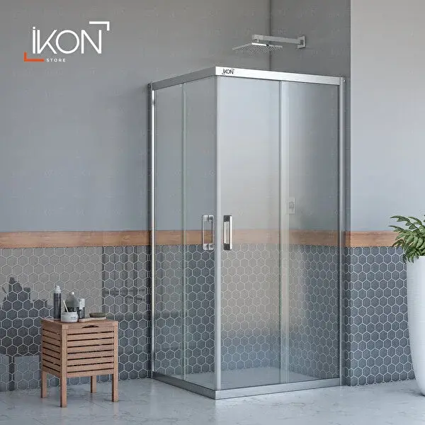 Enzo Dikdörtgen | Krom Şeffaf Duş Kabini H:190