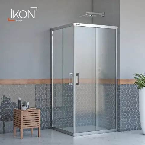 Enzo Dikdörtgen | Krom Şeffaf Duş Kabini H:190