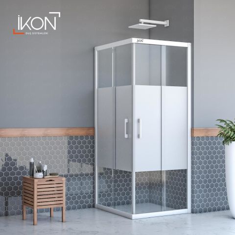 Enzo Kare | Beyaz Buzlu 03 Duş Kabini H:190