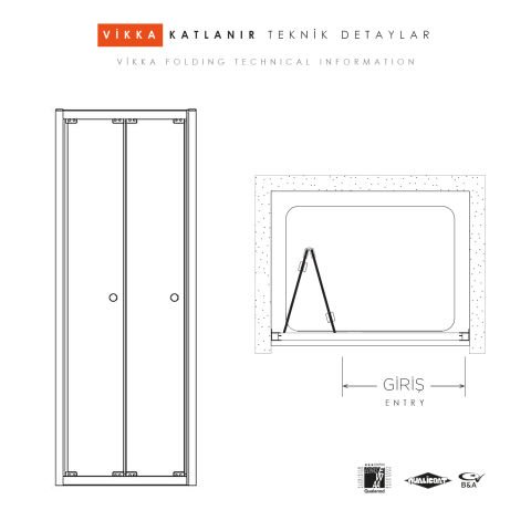 Vikka Katlanır | Krom Şeffaf Duş Kabini H:190