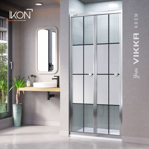 Vikka Katlanır | Krom Karolaj Orta Buzlu Duş Kabini H:190
