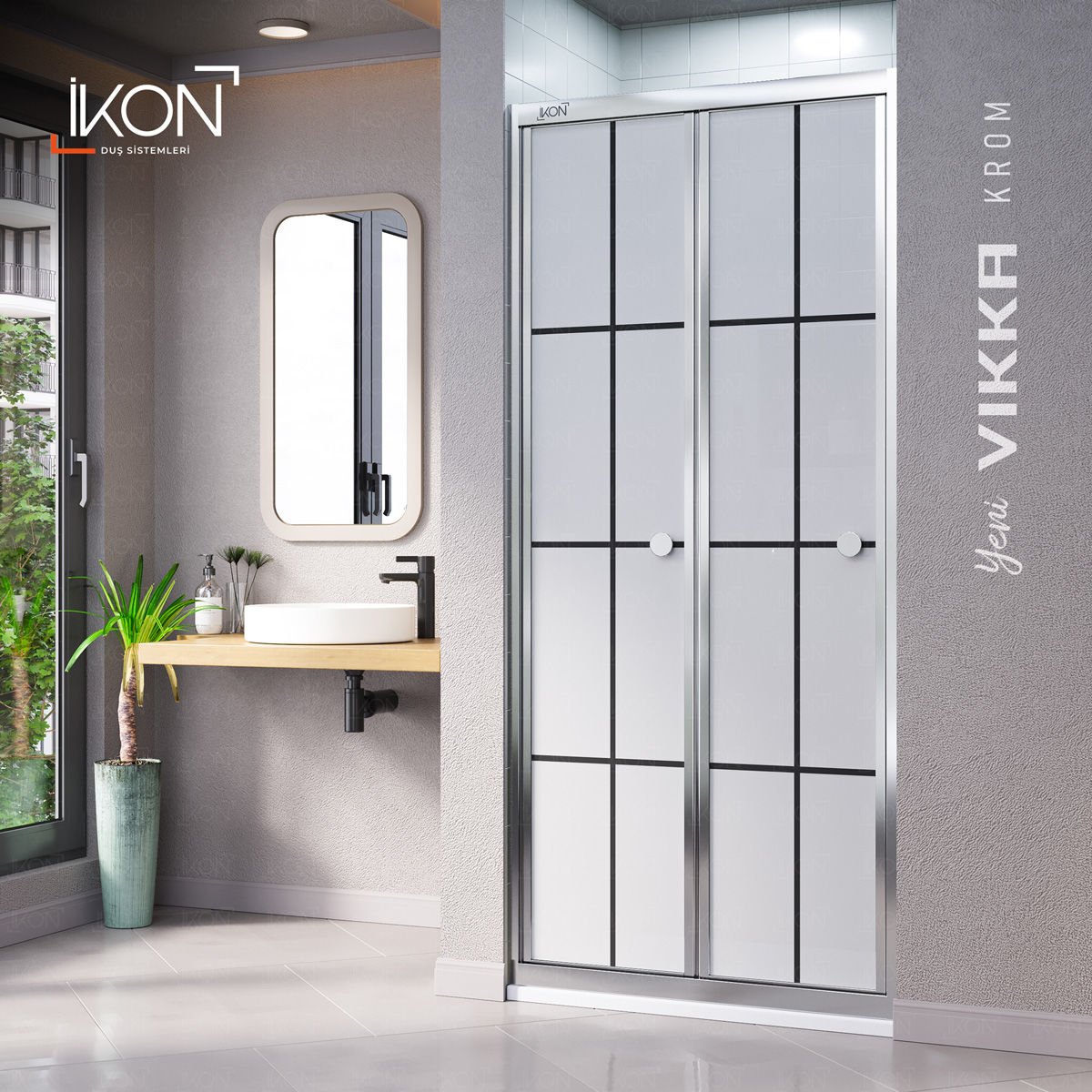 Vikka Katlanır | Krom Karolaj Komple Buzlu Duş Kabini H:190