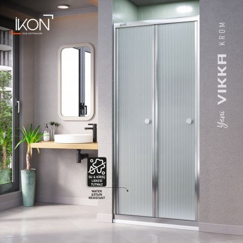 Vikka Katlanır | Krom Nervür Filmli Duş Kabini H:190