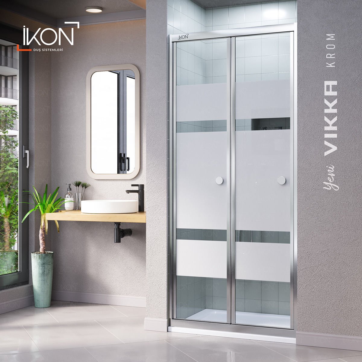 Vikka Katlanır | Krom Katlanır Buzlu Duş Kabini H:190
