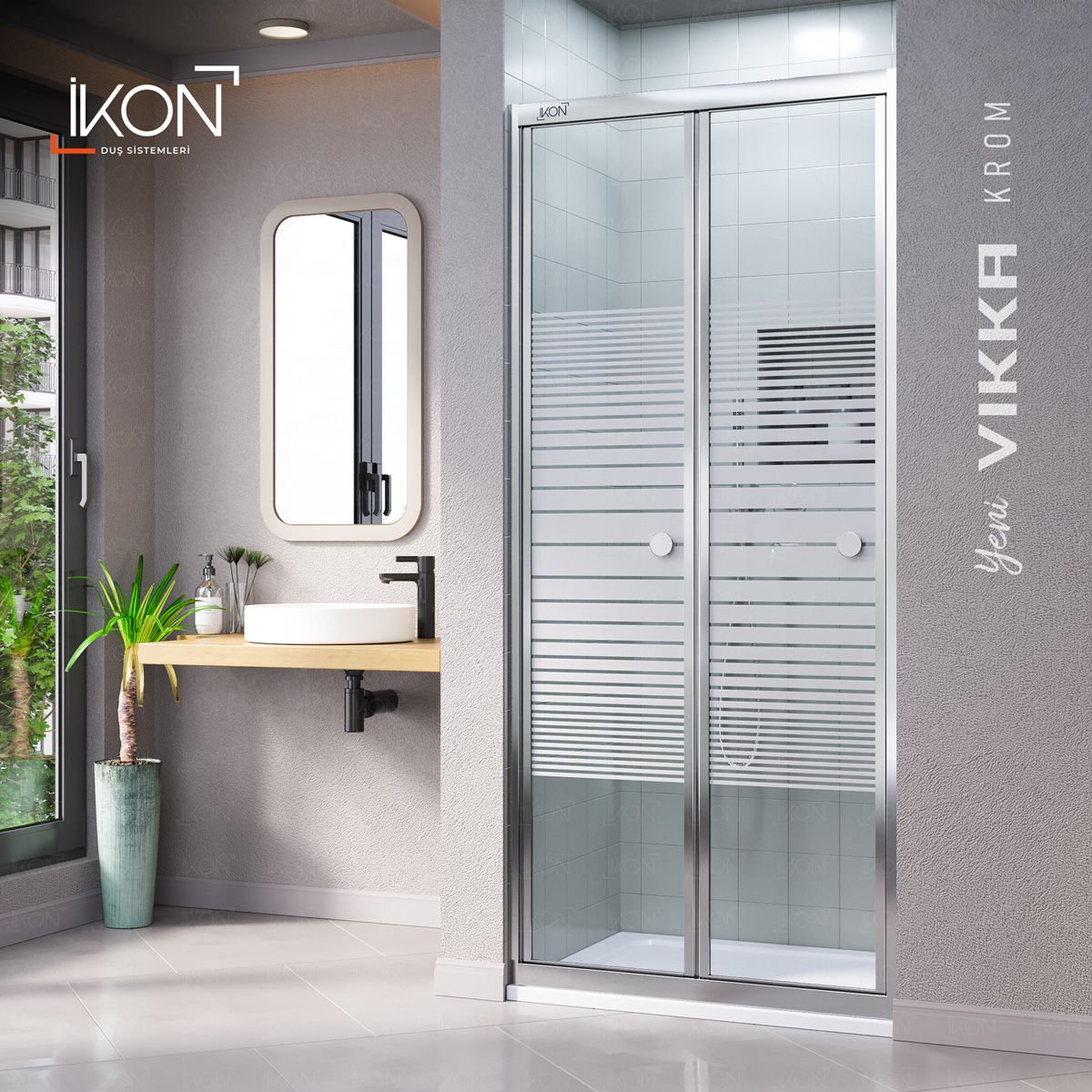 Vikka Katlanır | Krom Katlanır Buzlu Duş Kabini H:190
