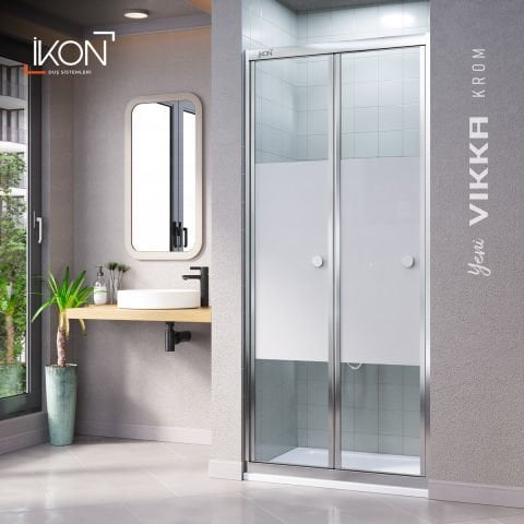 Vikka Katlanır | Krom Katlanır Buzlu Duş Kabini H:190