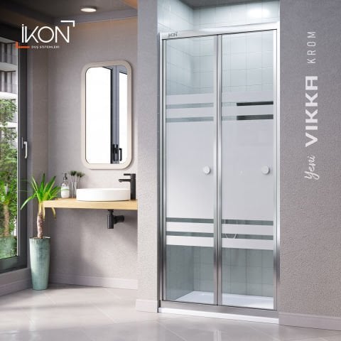 Vikka Katlanır | Krom Katlanır Buzlu Duş Kabini H:190