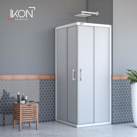 Enzo Kare | Beyaz Buzlu 04 Duş Kabini H:190