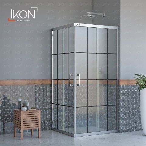 Enzo Dikdörtgen | Krom Karolaj Duş Kabini H:190