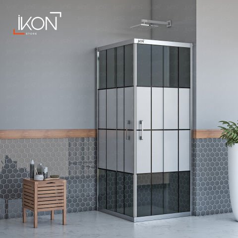 Enzo Kare | Krom Füme Karolaj Orta Buzlu Duş Kabini H:190