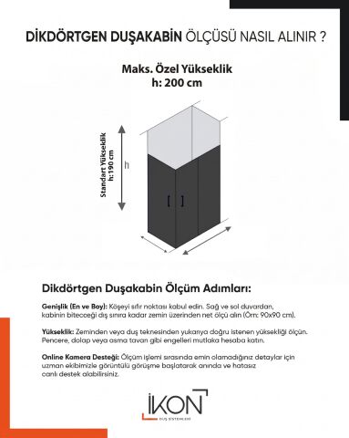 Enzo Dikdörtgen | Gold Füme Karolaj Duş Kabini H:190