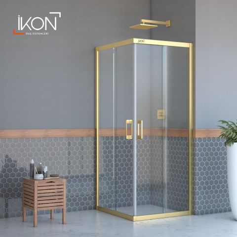 Enzo Kare | Gold Şeffaf Duş Kabini H:190