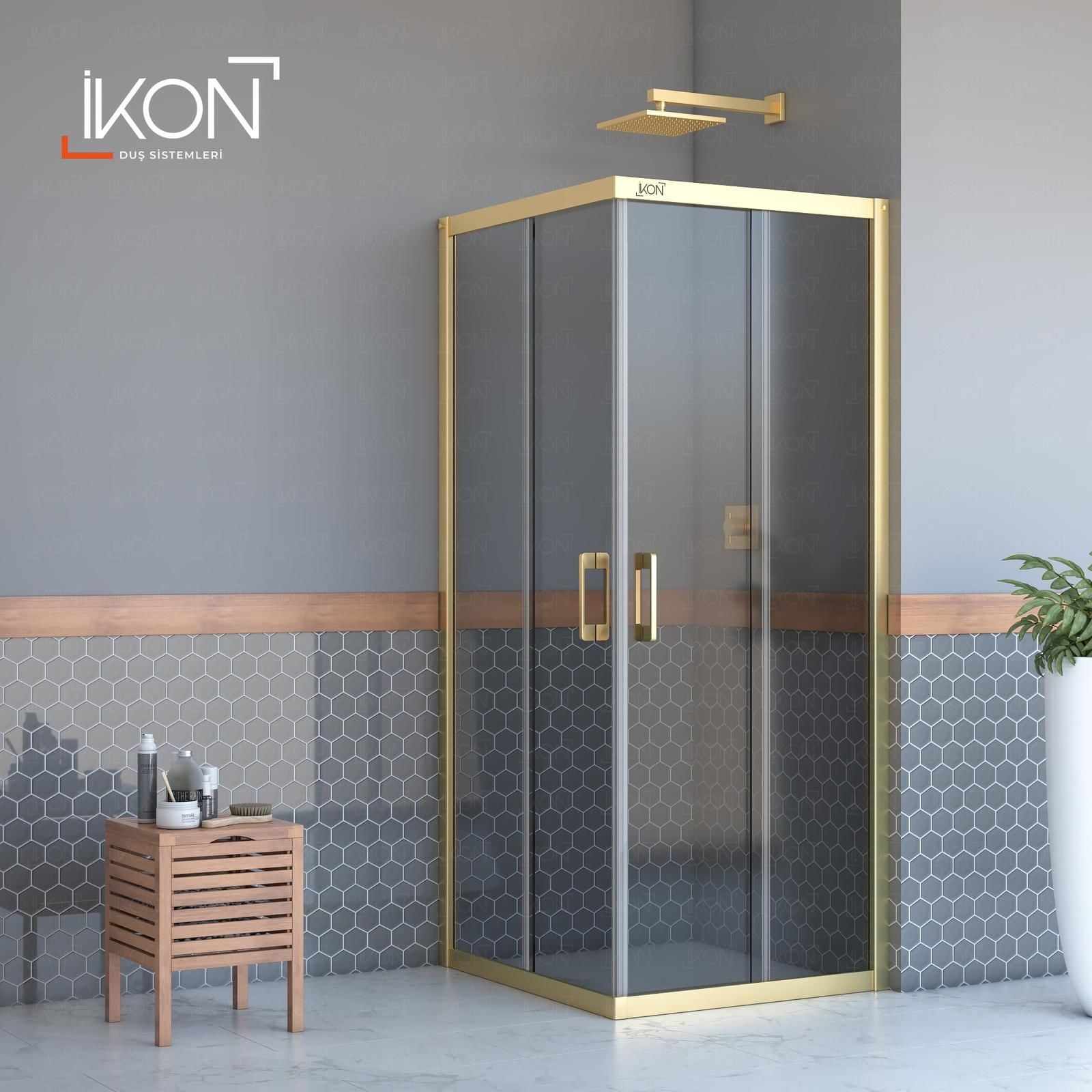 Enzo Kare | Gold Füme Duş Kabini H:190