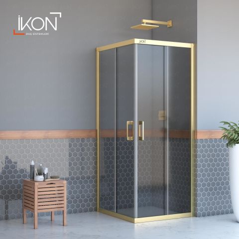 Enzo Kare | Gold Füme Duş Kabini H:190