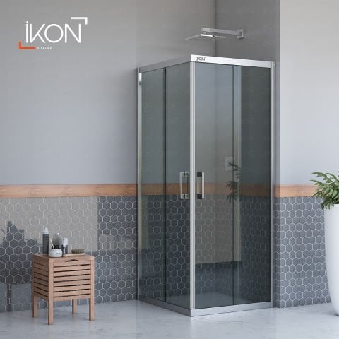 Enzo Kare | Krom Füme Duş Kabini H:190