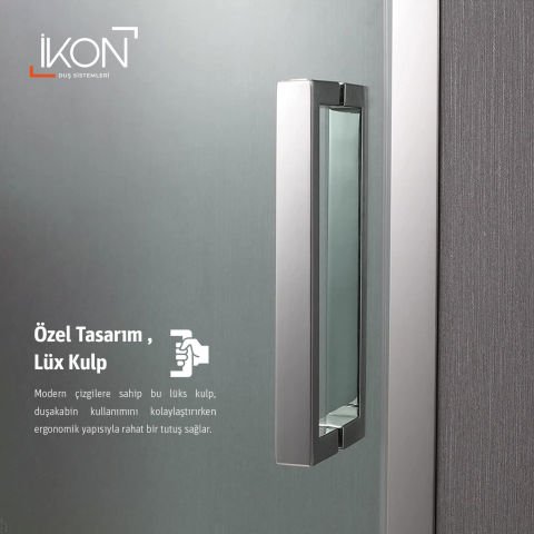 Enzo Dikdörtgen | Krom Füme Duş Kabini H:190