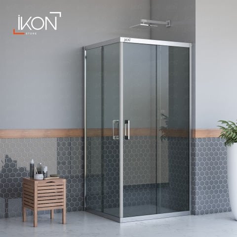 Enzo Dikdörtgen | Krom Füme Duş Kabini H:190