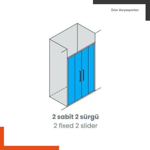 Enzo 2 Sabit 2 Sürgü | Gold Karolaj Tam Buzlu Duş Kabini H:190