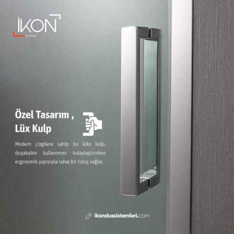 Enzo 2 Sabit 2 Sürgü | Krom Füme Duş Kabini H:190