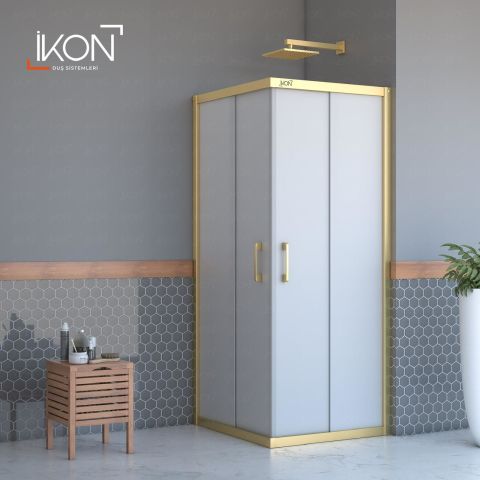 Enzo Kare | Gold Buzlu 04 Duş Kabini H:190
