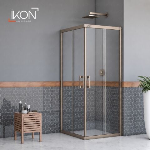 Enzo Kare | Bronz Şeffaf Duş Kabini H:190