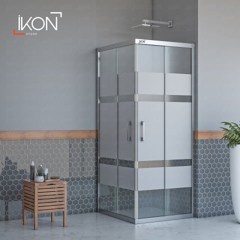 Enzo Kare | Krom Buzlu 01 Duş Kabini H:190
