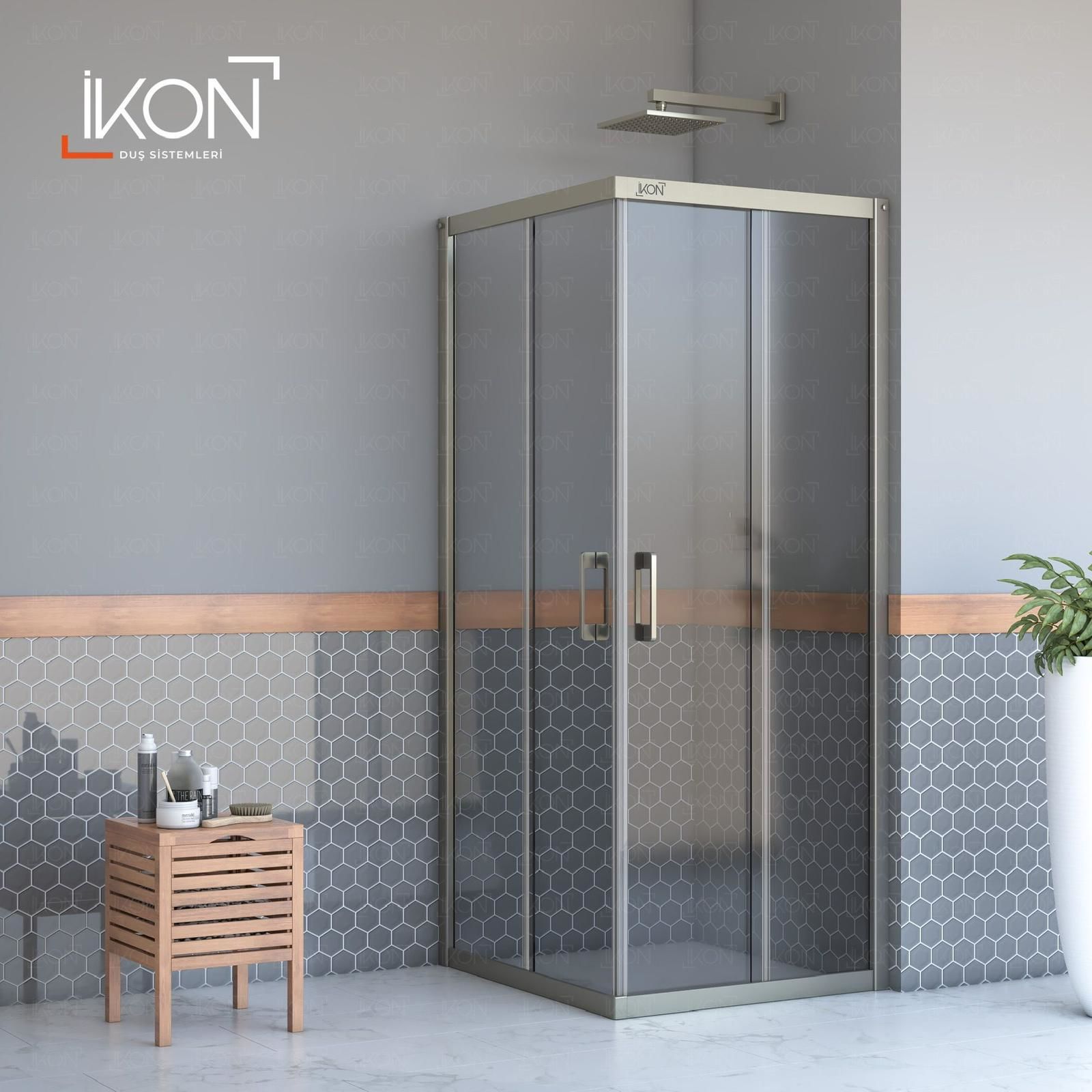 Enzo Kare | Bronz Füme Duş Kabini H:190