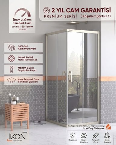 Enzo Kare | Bronz Aynalı Duş Kabini H:190