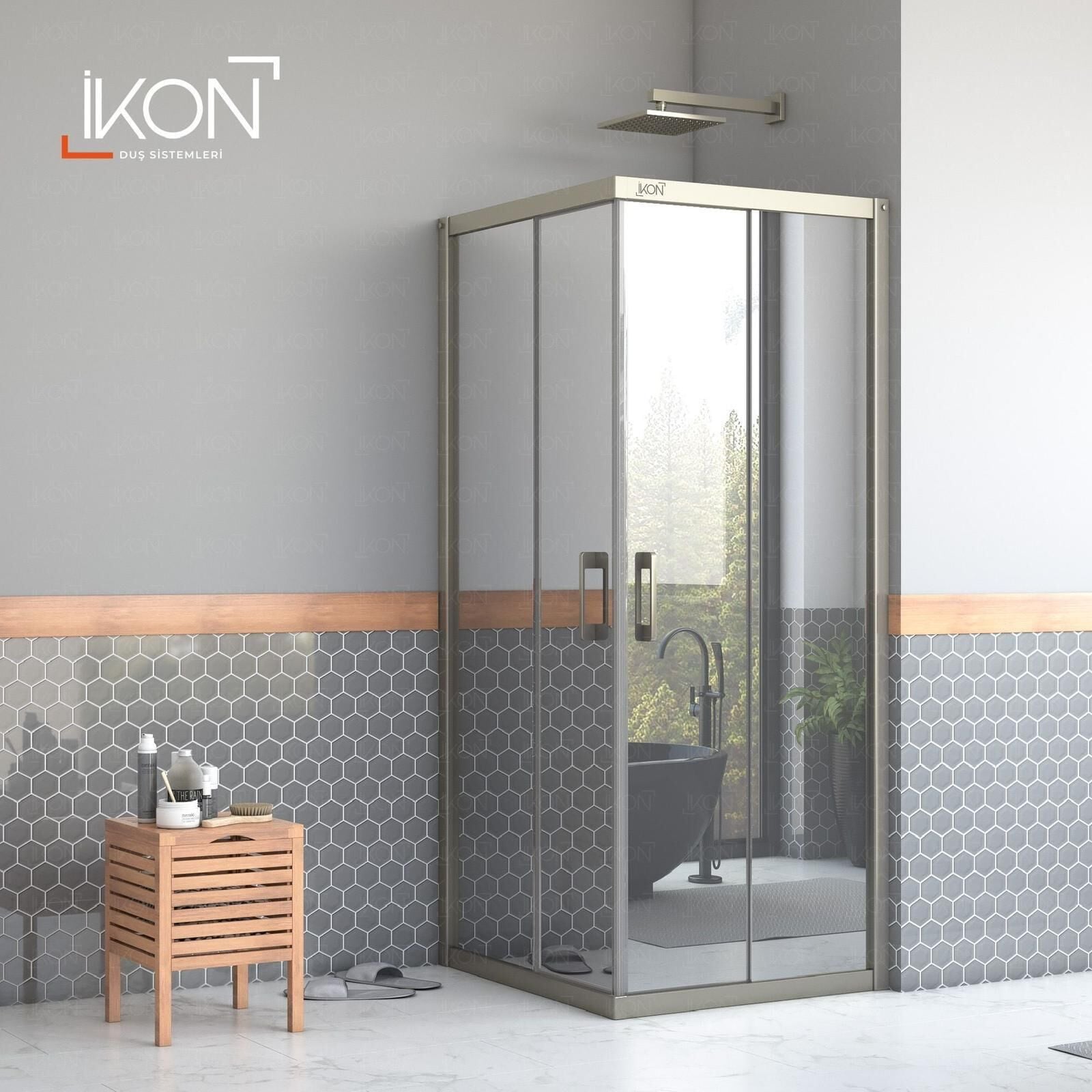 Enzo Kare | Bronz Aynalı Duş Kabini H:190