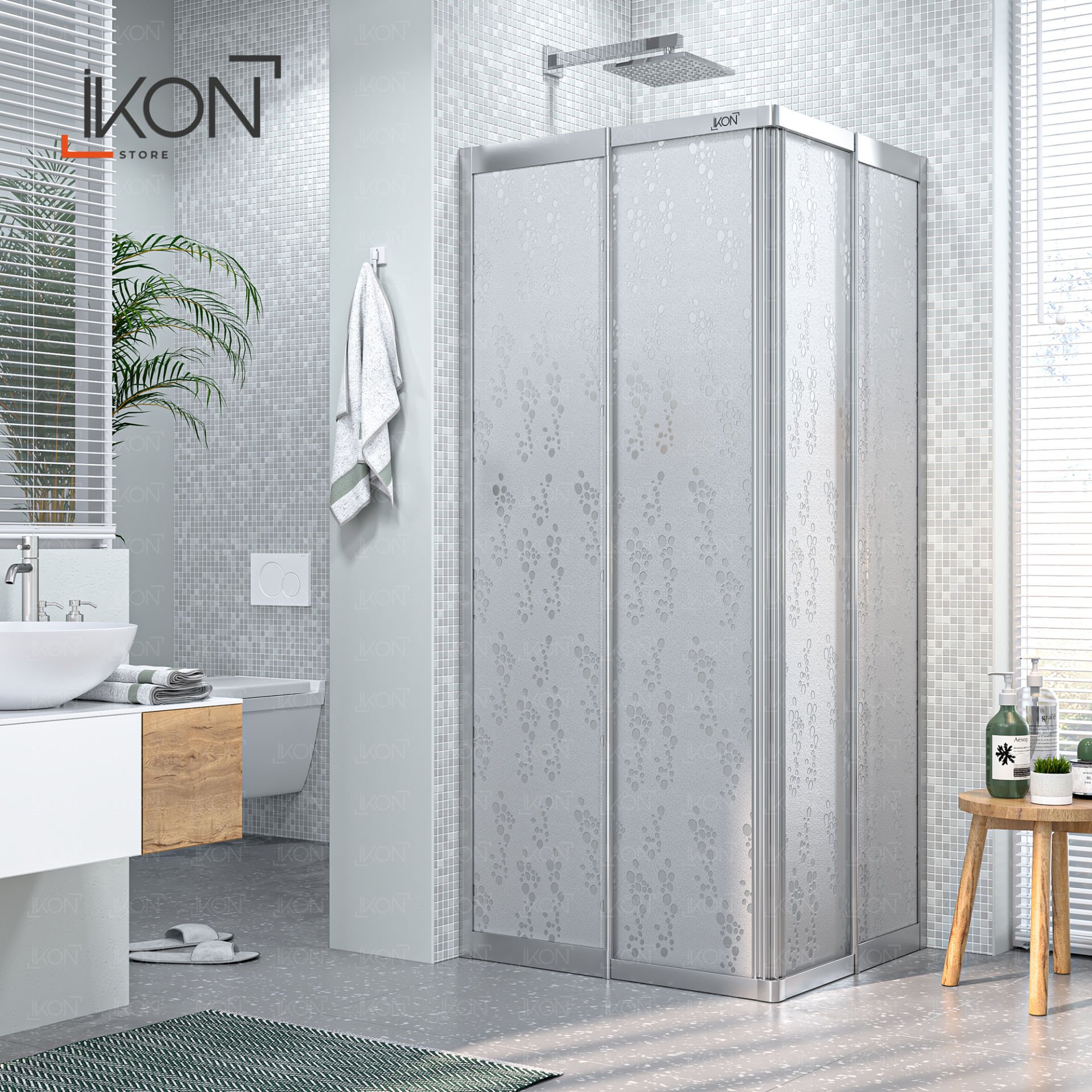 Krom Dikdörtgen | Mika Cam Duş Kabini H:180