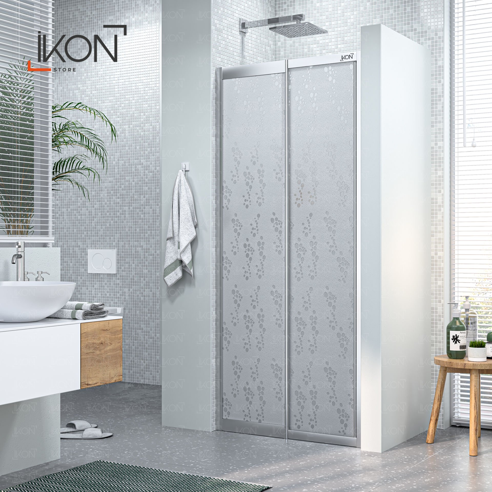 Krom 1 Sabit 1 Sürgü |  Mika Cam Duş Kabini H:180