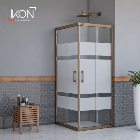 Enzo Kare | Bronz Buzlu 01 Duş Kabini H:190