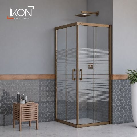 Enzo Kare | Bronz Buzlu 02 Duş Kabini H:190