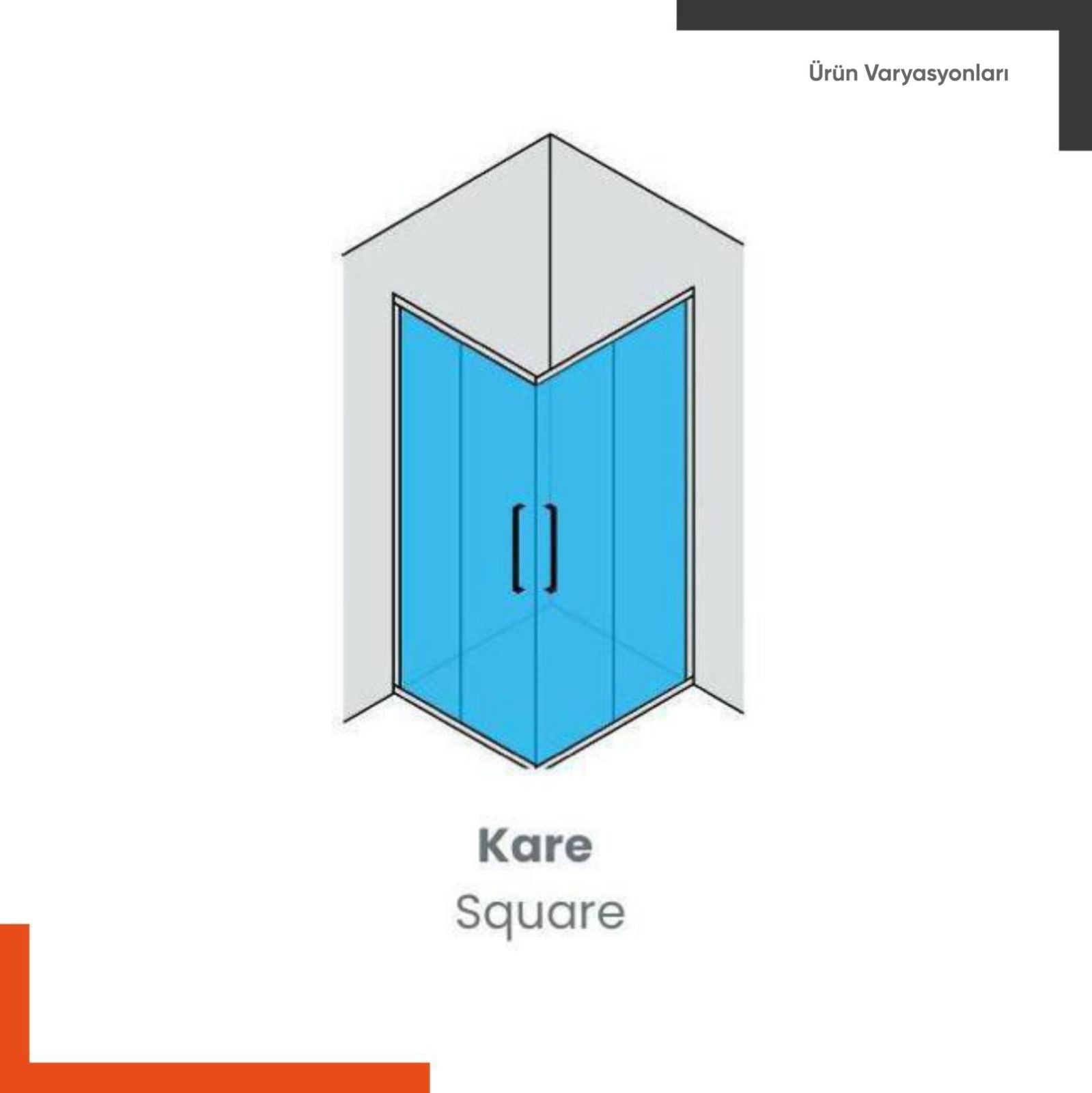 Enzo Kare | Krom Aynalı Duş Kabini H:190