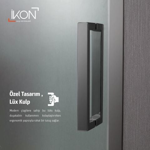 Enzo Kare | Mat Siyah Buzlu 03 Duş Kabini H:190