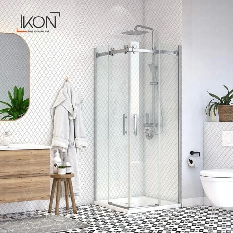 Prestige Kare |  Krom Şeffaf Cam Sürgülü Lüks Kabin