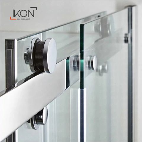 Prestige Sabit Panelli |  Krom Şeffaf Cam Sürgülü Lüks Kabin