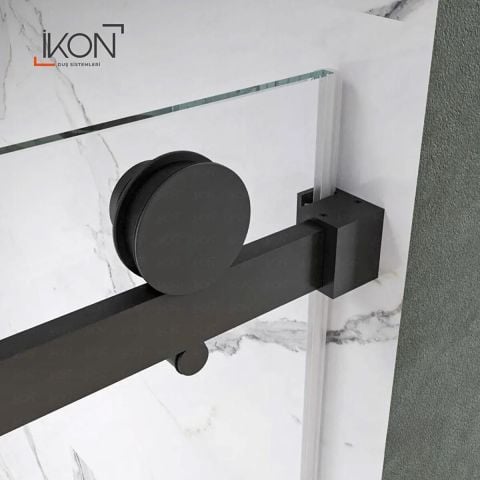 Prestige Sabit Panelli |  Siyah Şeffaf Cam Sürgülü Lüks Kabin