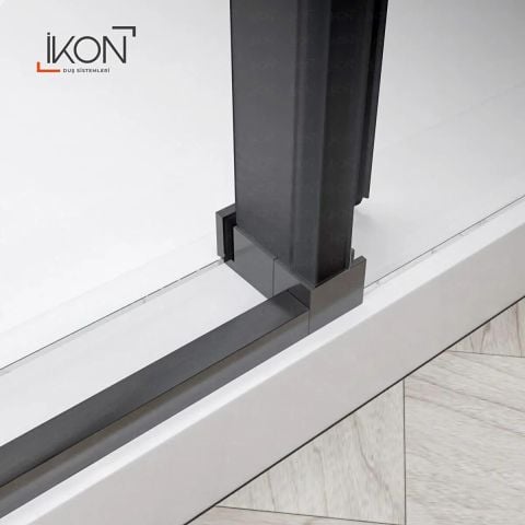 Prestige Sabit Panelli |  Siyah Şeffaf Cam Sürgülü Lüks Kabin