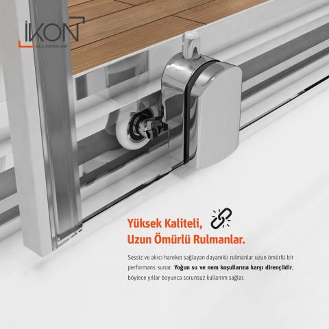 Enzo 1 Sabit 1 Sürgü | Krom Karolaj Orta Buzlu Duş Kabini H:190