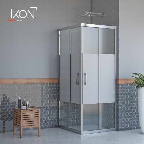 Enzo Kare | Krom Buzlu 03 Duş Kabini H:190