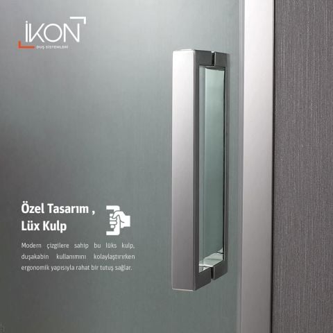 Enzo Sabit Panelli | Krom Buzlu 03 Duş Kabini H:190