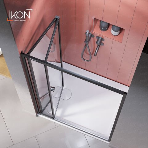 Vikka Katlanır | Siyah Şeffaf Duş Kabini H:190