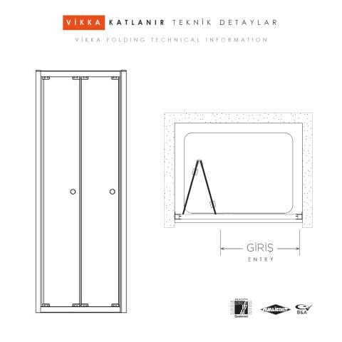 Vikka Katlanır | Siyah Şeffaf Duş Kabini H:190